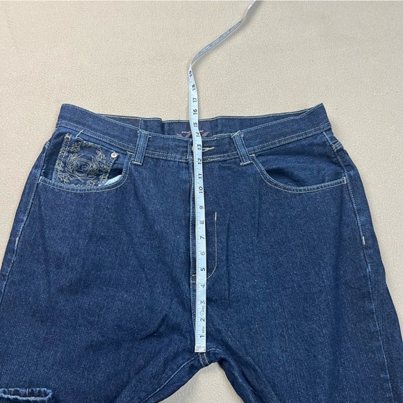 Phat Farm Jeans Mens 40x30 Dark Wash Straight Fit Pants Embroidered Pockets - Picture 5 of 10